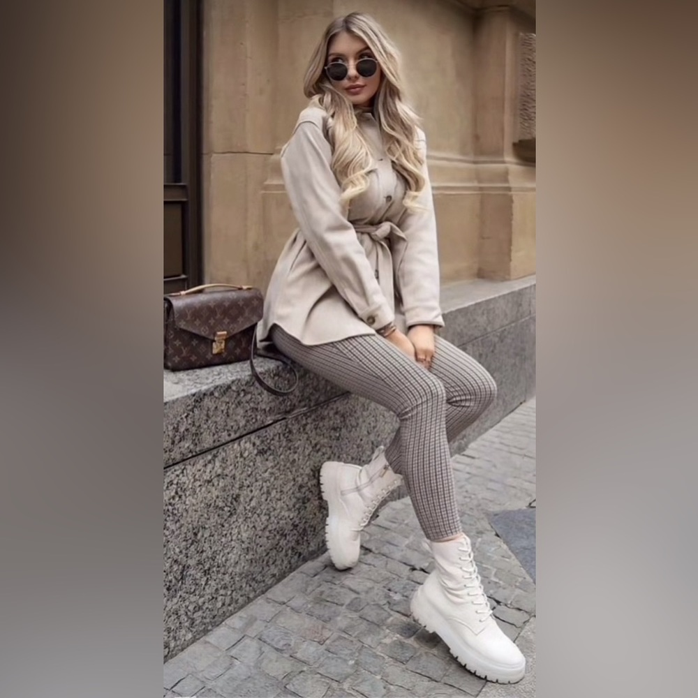 ZARA SHOES LACED LEATHER HIGH TOPS COMBAT BOOTS